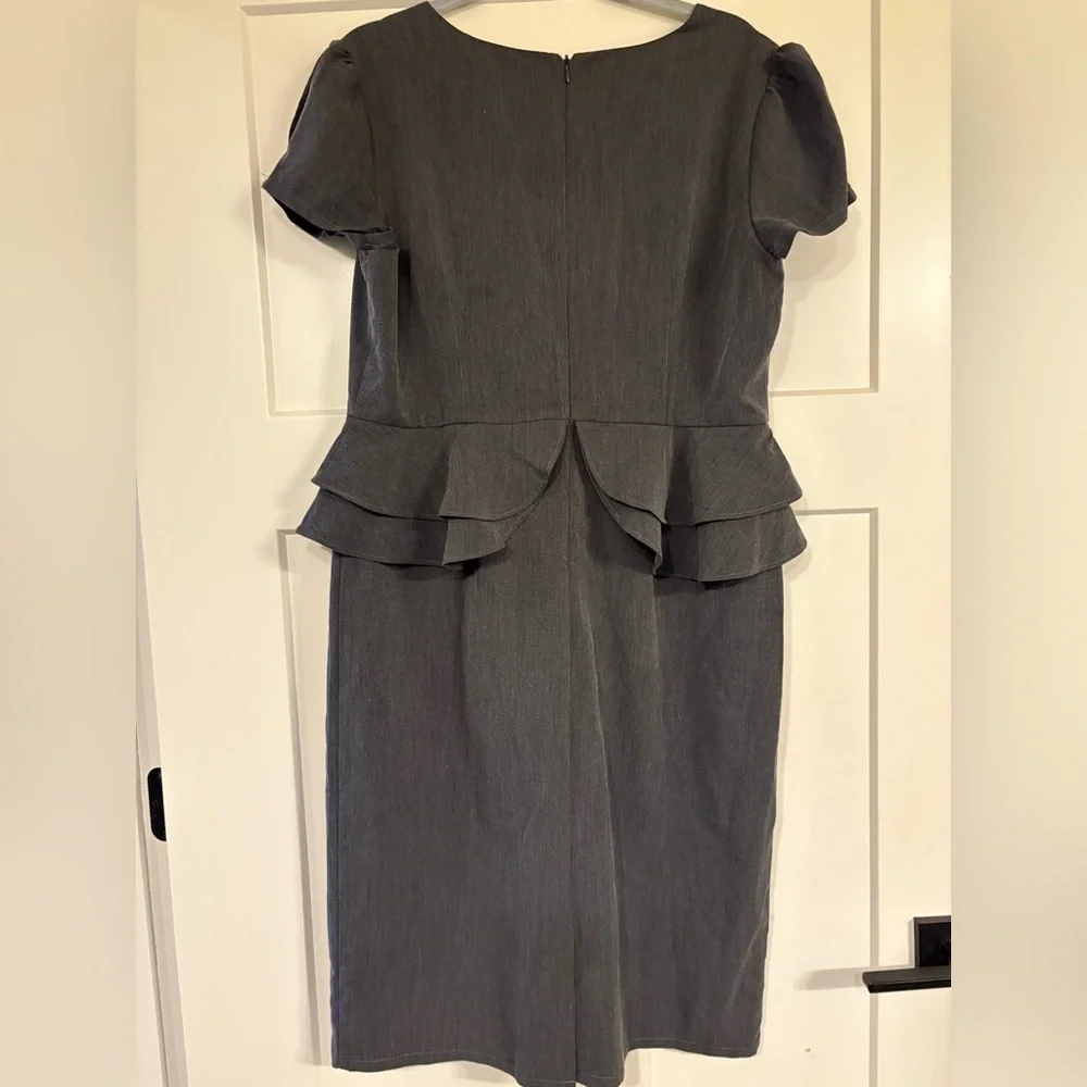 Liza Luxe Charcoal Peplum Dress NWT